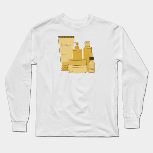 Skincare Essentials (Yellow Theme) Long Sleeve T-Shirt by aaalou